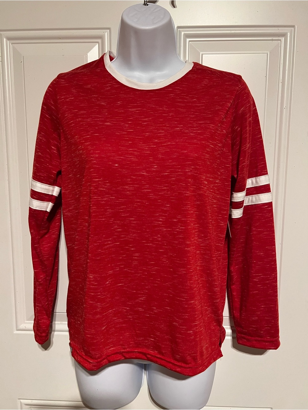 ALO Yoga Red Long Sleeve Top with White Stripes